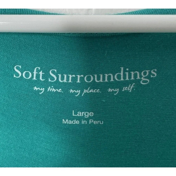 Soft Surroundings Pullover Peplum Shirt L Soft Stretch Bell Sleeve Boho Casual - Picture 4 of 8